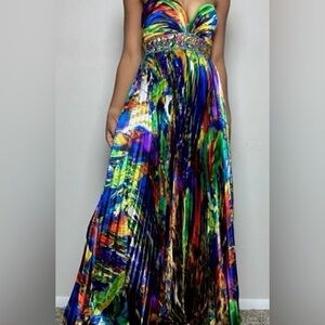 Night Moves Beaded Strapless Satin Prom Dress - 4 - Multicolored - Used